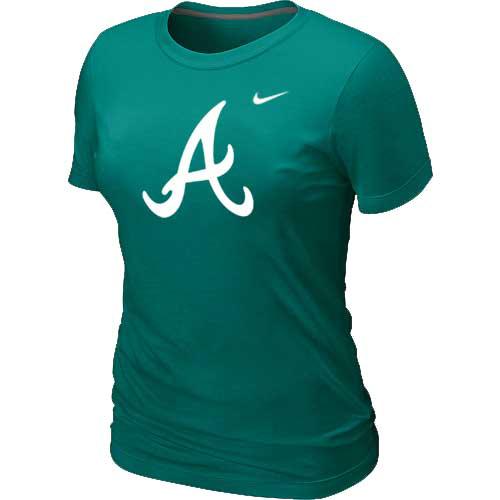 Cheap Women Atlanta Braves Heathered Nike L.Green Blended MLB T-Shirt
