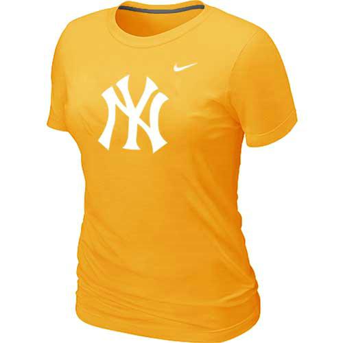 Cheap Women New York Yankees Heathered Yellow Nike Blended MLB T-Shirt