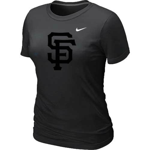Cheap Women San Francisco Giants Heathered Black Nike Blended MLB T-Shirt