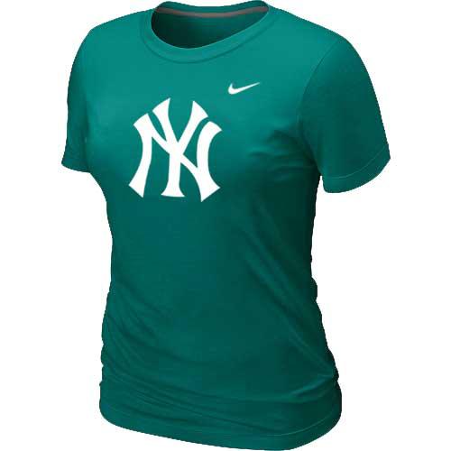 Cheap Women New York Yankees Heathered L.Green Nike Blended MLB T-Shirt