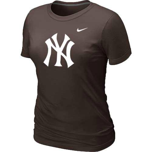 Cheap Women New York Yankees Heathered Brown Nike Blended MLB T-Shirt