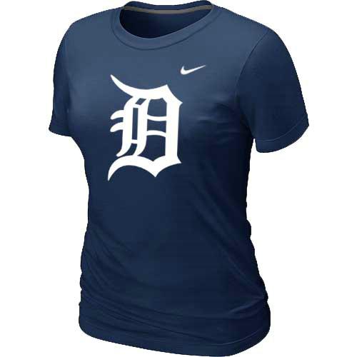 Cheap Women Detroit Tigers Heathered D.Blue Nike Blended MLB T-Shirt