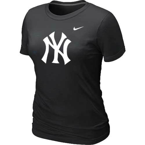 Cheap Women New York Yankees Heathered Black Nike Blended MLB T-Shirt