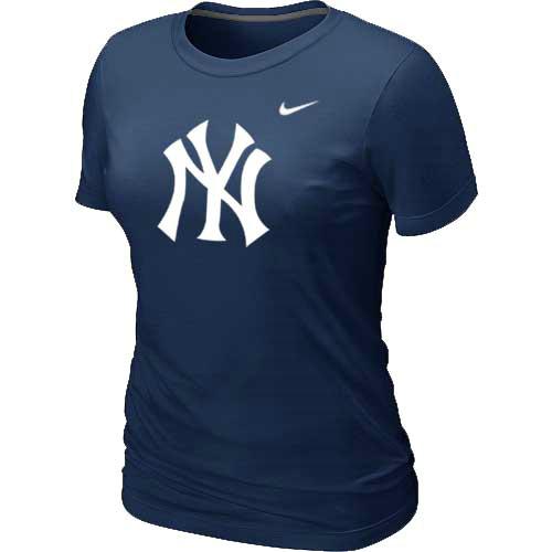 Cheap Women New York Yankees Heathered D.Blue Nike Blended MLB T-Shirt