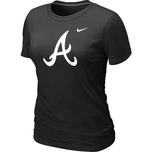 Cheap Women Atlanta Braves Heathered Nike Black Blended MLB T-Shirt