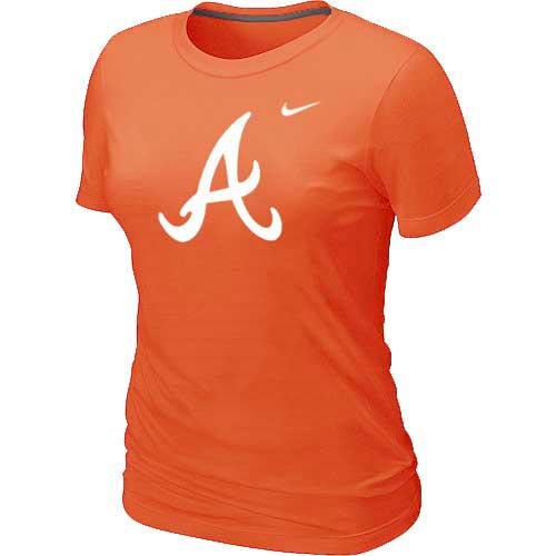 Cheap Women Atlanta Braves Heathered Nike Orange Blended MLB T-Shirt