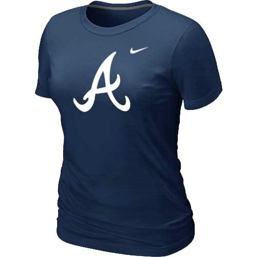 Cheap Women Atlanta Braves Heathered Nike D.Blue Blended MLB T-Shirt