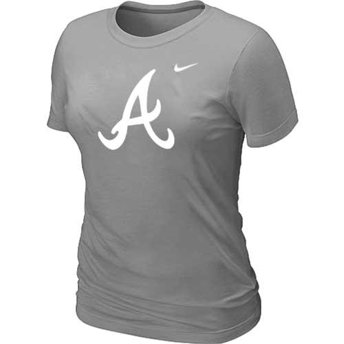 Cheap Women Atlanta Braves Heathered Nike L.Grey Blended MLB T-Shirt