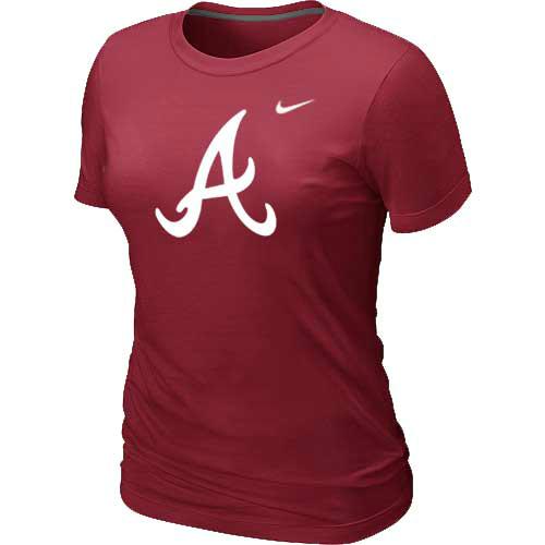 Cheap Women Atlanta Braves Heathered Nike Red Blended MLB T-Shirt