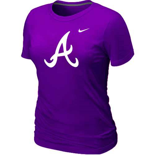Cheap Women Atlanta Braves Heathered Nike Purple Blended MLB T-Shirt