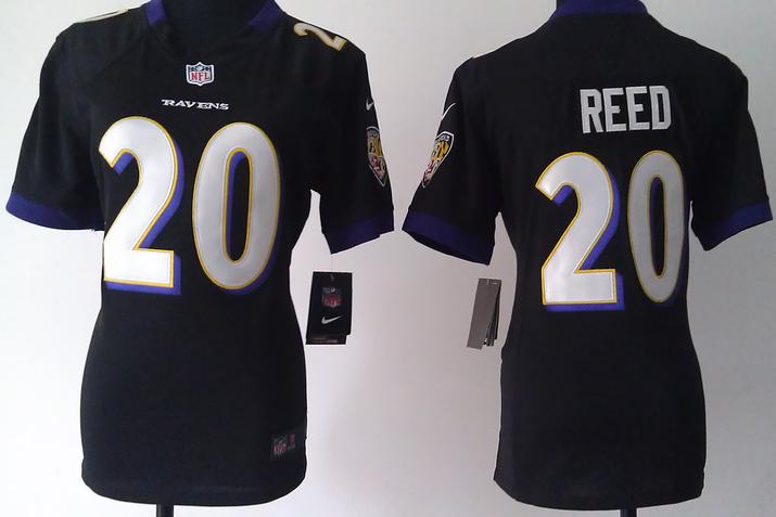 Cheap Women Nike Baltimore Ravens #20 Ed Reed Black NFL Jerseys