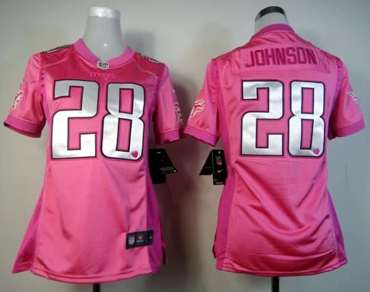 Cheap Women Nike Tennessee Titans 28# Chris Johnson Pink Love NFL Jerseys