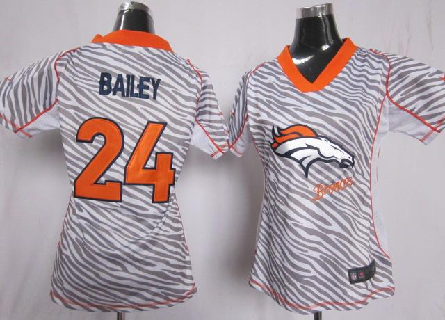 Cheap Women Nike Denver Broncos 24# Champ Bailey FEM FAN Zebra Nike NFL Jerseys