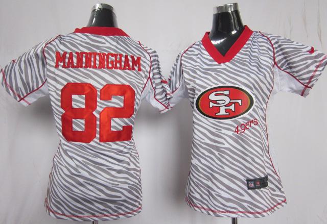Cheap Women Nike San Francisco 49ers #82 Mario Manningham FEM FAN Zebra Nike NFL Jerseys