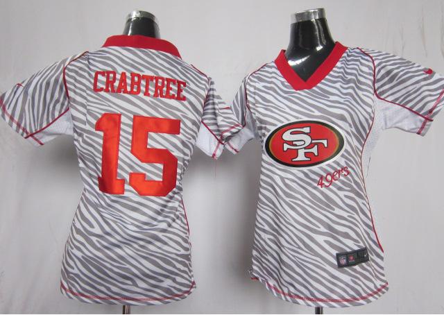 Cheap Women Nike San Francisco 49ers #15 Michael Crabtree FEM FAN Zebra Nike NFL Jerseys