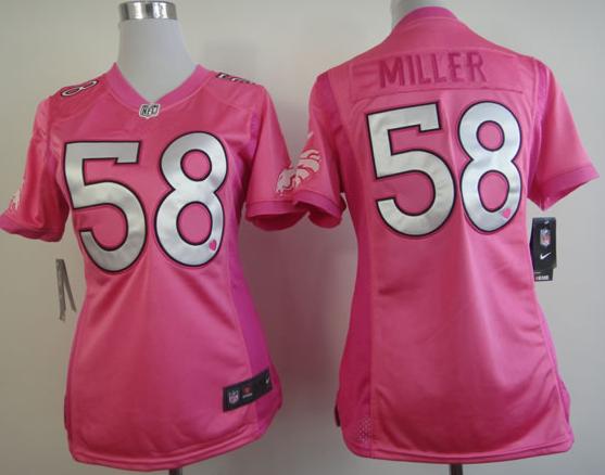 Cheap Women Nike Denver Broncos 58# Von Miller Pink Love's NFL Jerseys