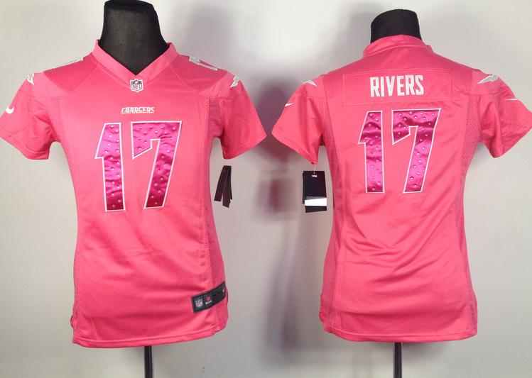 Cheap Women Nike San Diego Chargers 17# Philip Rivers Pink NFL Jersey