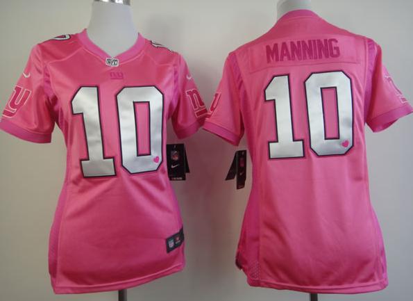 Cheap Women Nike New York Giants 10# Eli Manning Pink Love's NFL Jerseys