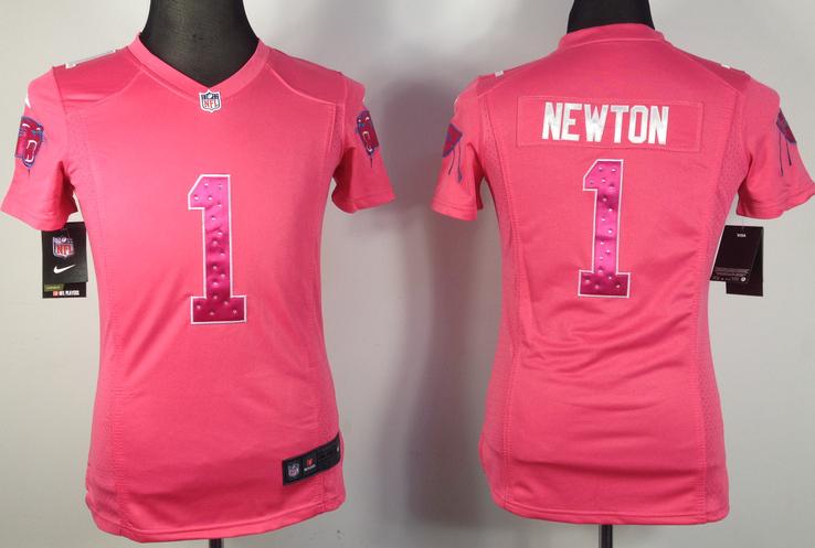 Cheap Women Nike Carolina Panthers #1 Cam Newton Pink NFL Jersey