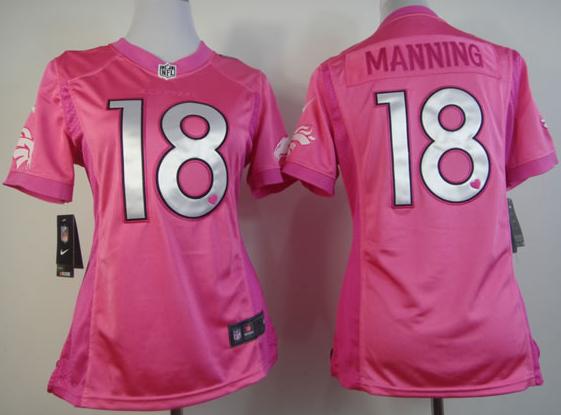 Cheap Women Nike Denver Broncos 18# Peyton Manning Pink Love's NFL Jerseys
