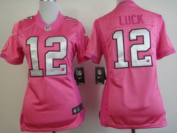 Cheap Women Nike Indianapolis Colts 12# Andrew Luck Pink Love's NFL Jerseys