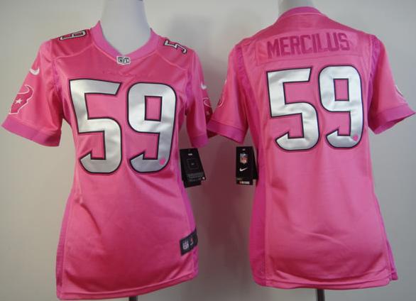 Cheap Women Nike Houston Texans 59# Whitney Mercilus Pink Love's NFL Jerseys