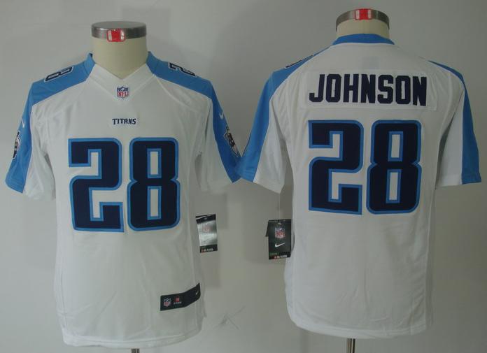 Kids Nike Tennessee Titans 28# Chris Johnson White Game LIMITED NFL Jerseys Cheap