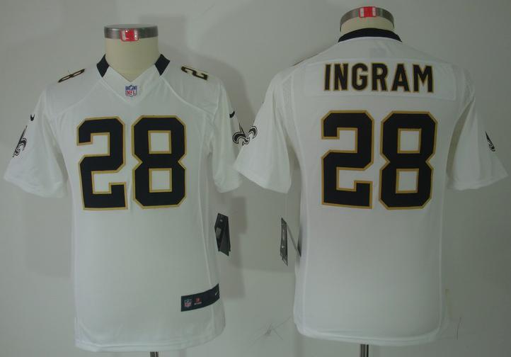 Kids Nike New Orleans Saints 28 Mark Ingram White Game LIMITED NFL Jerseys Cheap