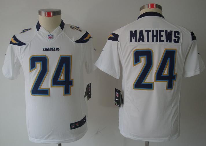Kids Nike San Diego Chargers 24# Ryan Mathews White Game LIMITED NFL Jerseys Cheap