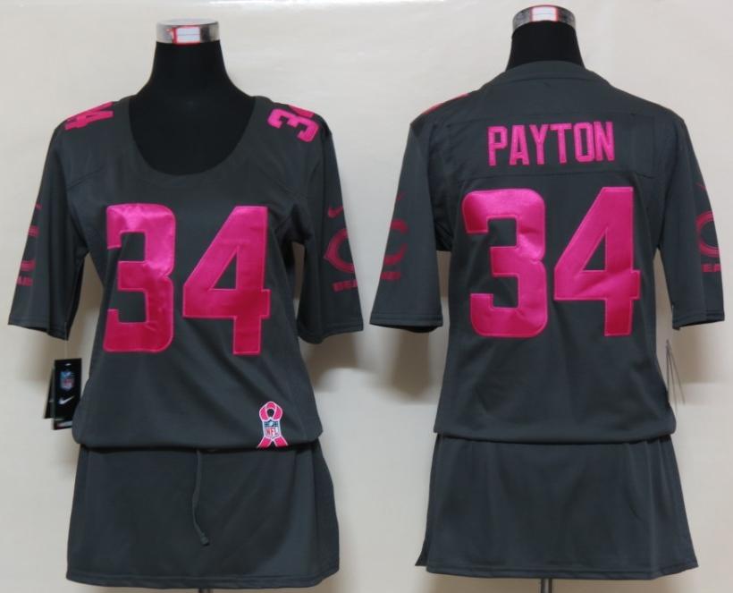 Cheap Women Nike Chicago Bears 34 Walter Payton Breast Cancer Awareness Dark Grey NFL Jersey