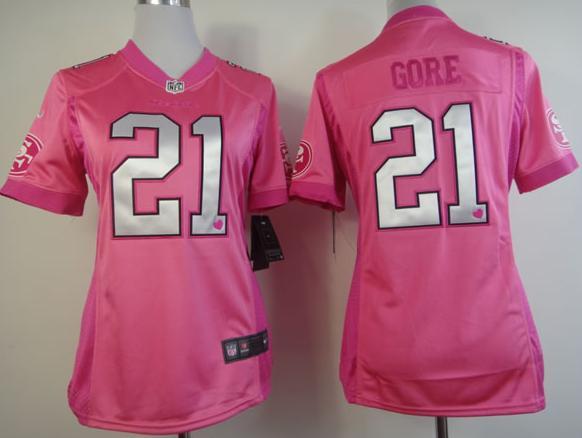 Cheap Women Nike San Francisco 49ers 21# Frank Gore Pink Love's NFL Jersey