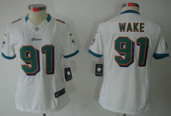 Cheap Women Nike Miami Dolphins 91 Cameron Wake White Game LIMITED NFL Jerseys