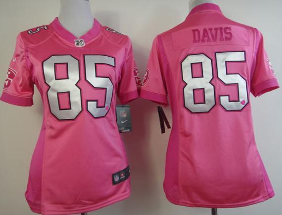 Cheap Women Nike San Francisco 49ers 85# Vernon Davis Pink Love's NFL Jersey