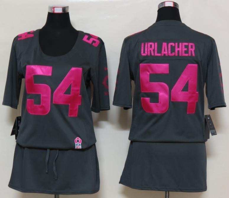 Cheap Women Nike Chicago Bears 54 Brian Urlacher Breast Cancer Awareness Dark Grey NFL Jersey