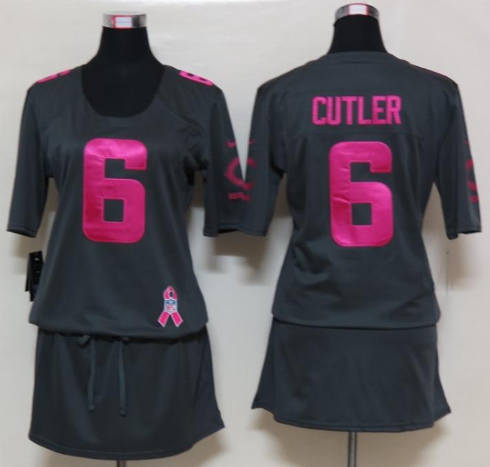 Cheap Women Nike Chicago Bears 6# Jay Cutler Breast Cancer Awareness Dark Grey NFL Jersey