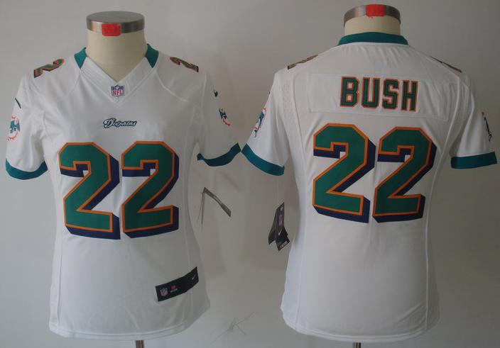 Cheap Women Nike Miami Dolphins 22 Reggie Bush White Game LIMITED NFL Jerseys