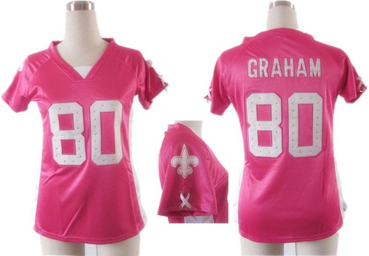 Cheap Women Nike New Orleans Saints #80 Jimmy Graham Pink Womens Draft Him II Top Jerseys