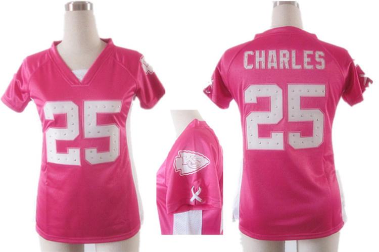 Cheap Women Nike Kansas City Chiefs 25# Jamaal Charles Pink Womens Draft Him II Top Jerseys