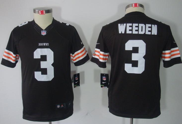 Kids Nike Cleveland Browns 3# Brandon Weeden Brown Game LIMITED Nike NFL Jerseys Cheap