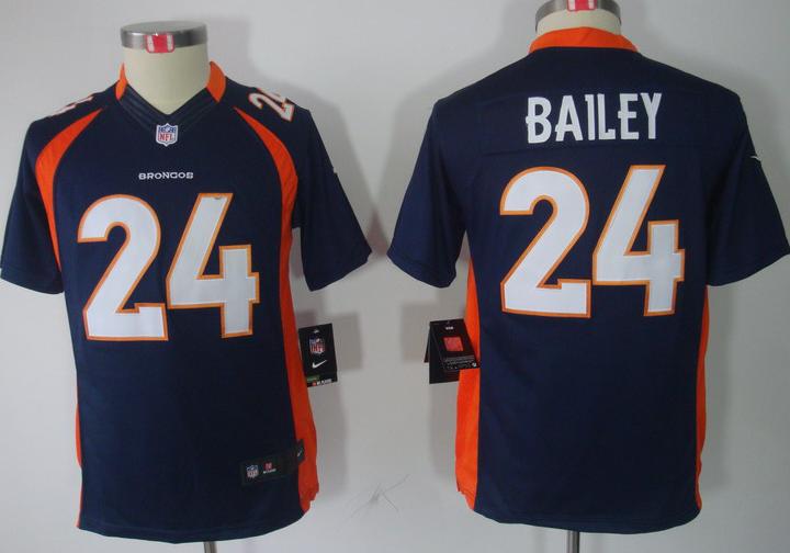 Kids Nike Denver Broncos 24# Champ Bailey Blue Game LIMITED Nike NFL Jerseys Cheap