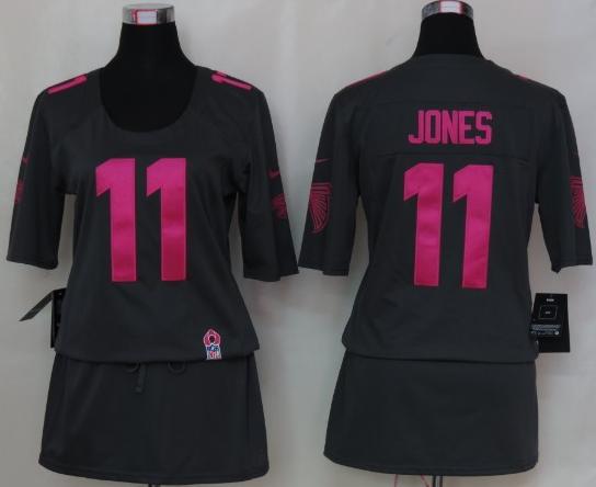 Cheap Women Nike Atlanta Falcons #11 Julio Jones Breast Cancer Awareness Dark Grey NFL Jersey