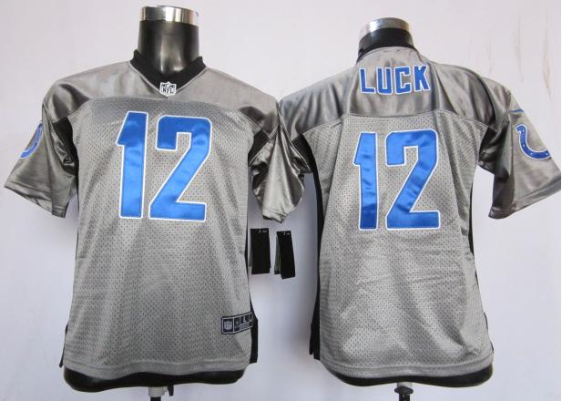 Kids Nike Indianapolis Colts #12 Andrew Luck Grey Shadow NFL Jerseys Cheap