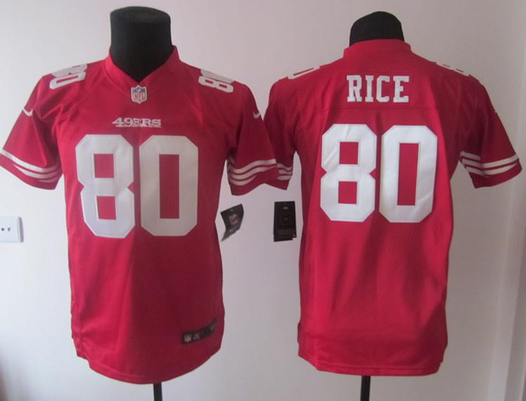 Kids Nike San Francisco 49ers 80 Jerry Rice Red NFL Jerseys Cheap