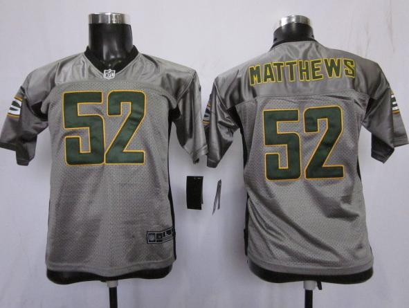Kids Nike Green Bay Packers #52 Clay Matthews Grey Shadow NFL Jerseys Cheap