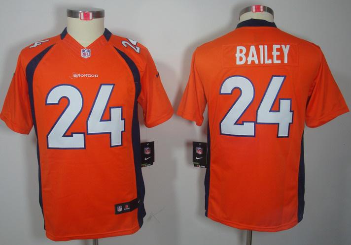 Kids Nike Denver Broncos 24# Champ Bailey Orange Game LIMITED Nike NFL Jerseys Cheap