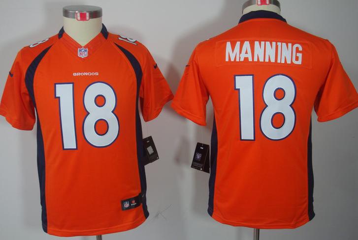 Kids Nike Denver Broncos 18# Peyton Manning Orange Game LIMITED NFL Jerseys Cheap
