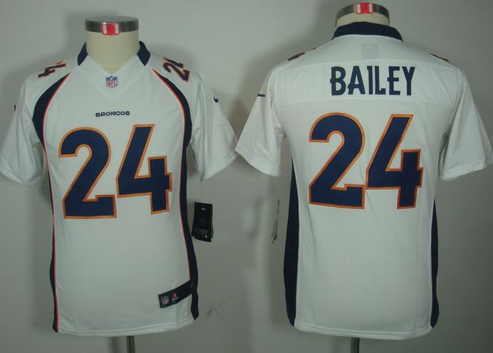 Kids Nike Denver Broncos 24# Champ Bailey White Game LIMITED Nike NFL Jerseys Cheap