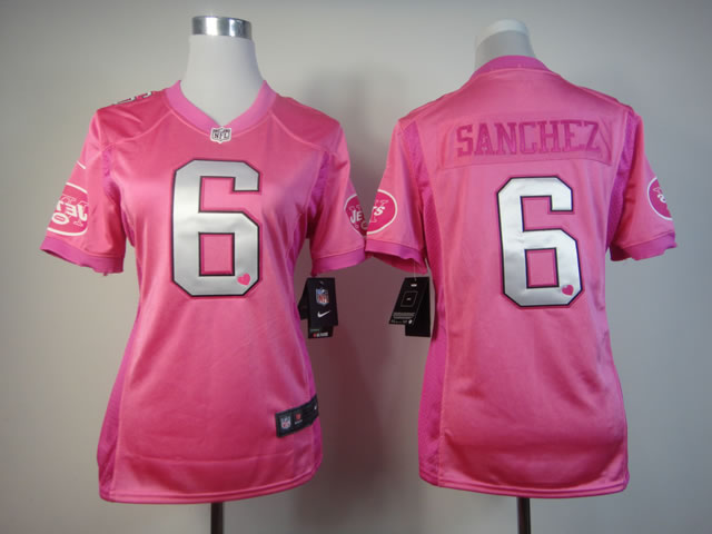 Cheap Women Nike New York Jets 6# Mark Sanchez Pink Love's NFL Jersey
