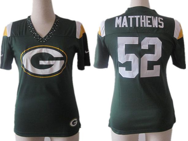 Cheap Women Nike Green Bay Packers #52 Clay Matthews Green FEM FAN Field Flirt Fashion Jersey