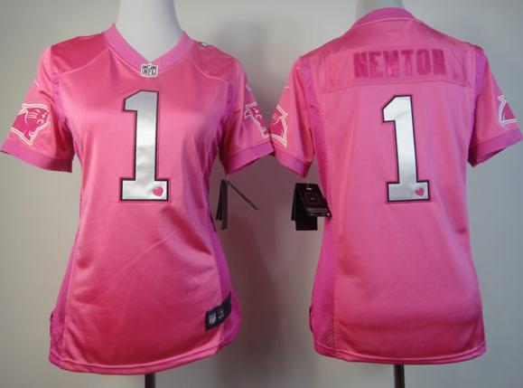 Cheap Women Nike Carolina Panthers 1# Cam Newton Pink Love's NFL Jersey